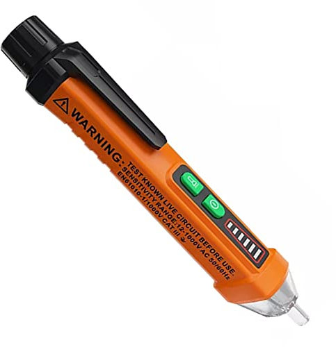 Berührungsloser Spannungsprüfer, 12-1000VAC Stromprüfer berührungslos Durchgangsprüfer, Akustischer Summer und Lichtanzeige, mit LCD-Display und Taschenlampe