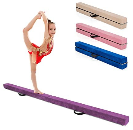 COSTWAY Schwebebalken Kinder, Balancierbalken klappbar, Gymnastikbalken mit Tragegriff & rutschfestem Boden, Gymnastik Balance Balken, Turnbalken Balance Beam für Zuhause