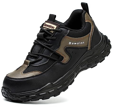 Nasogetch Sicherheitsschuhe Herren Arbeitsschuhe Damen Leicht Breit Bequem Stahlkappenschuhe Atmungsaktiv Sportlich Schutzschuhe 519 Braun 40 EU