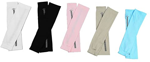 Ausla 5 Paar UV Schutz Arm Sleeves Armwärmer Ärmlinge Armwärmer UPF 50+ rutschfest Anti UV Running Radsport für Damen Herren