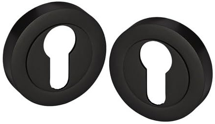 Golden Grace 52mm Euro Cylinder Escutcheon Round Rose, Matt Black | Supplied with colour-matched screws and all fixtures; zinc construction offers corrosion-resistant protection.