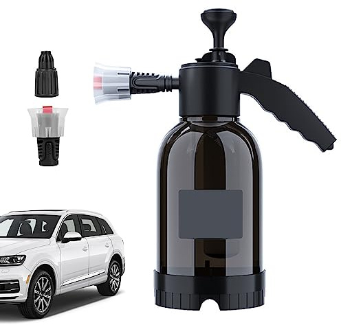 Autoschaum-Sprühgerät, 2L-Schnellwaschmaschinenschaumflasche mit Maßstab, korrosionsbeständige Schneeschaum-Sprühgerät, Drucksprühflaschen zum Reinigen, Gartenarbeit, Waschen von Auto (Schwarz)