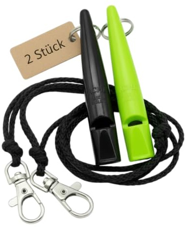 ACME Hundepfeife No. 211,5 mit Pfeifenband | Im Doppelpack | 2 Pfeifen inklusive 2 Bänder | Ideal für den Rückruf - Laut und weitreichend (Black + DG Green)