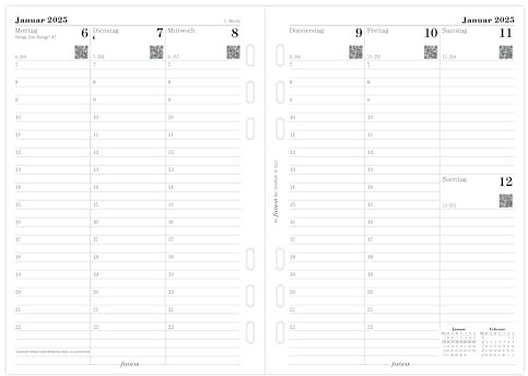 Filofax A5 Multi 1 Woche auf 2 Seiten (deutsch)2025