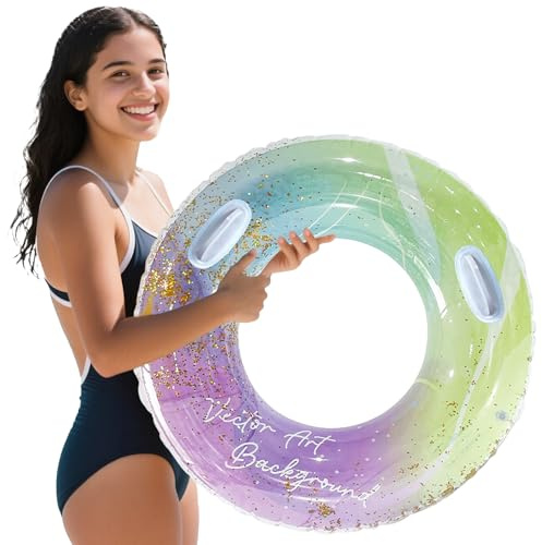 SEDEX Inflatable Rings for Adults Cool Summer Large Water Inflatables Rubber Starry Sky Pool Ring with Sequins Beach Rings Floaties for Swimming Pool Party Decorations