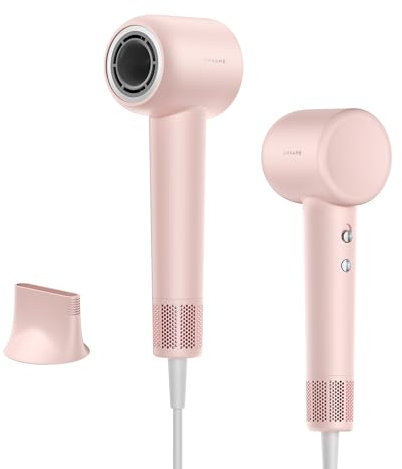 DREAME Hair Gleam Asciugacapelli, Asciugatura Rapida con Motore Veloce da 110.000 Giri/min, Aria da 65 m/s, 330g, 200 Milioni di Ioni Negativi, Controllo della Temperatura/Velocità aria, Rosa