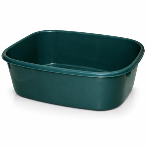 Unbreakable Rectangular Washing Up Bowl 15 Inch Sink Basin Recycled Plastic Multi-Purpose Bowl for Washing, Mixing, Storage & Kitchen Use (Verdigris)