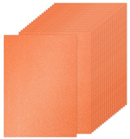 PATIKIL 40 Hojas de Papel Cartulina con Purpurina Naranja A4 250gsm Rectángulo Papel Brillante para Manualidades de Scrapbook Tarjetas DIY Proyectos de Arte Boda Fiesta