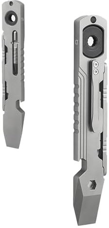 YHZNAGEM Titan EDC Brecheisen, Mini EDC Stemmeisen, Titan Pry Bar Multifunktions Mini Stemmeisen EDC Pocket Multi Tool Flaschenöffner Schraubendreher Schraubenschlüssel
