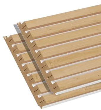 FORESTEA Lot de 2 Demi Panneaux tasseaux MDF chêne Clair sur Fond Blanc 1250 x 287 x 20 mm PEFC 70%