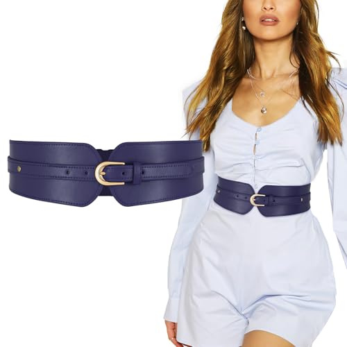 SUOSDEY Cinturón de Cintura Ancha para Mujer, Cinturón Elástico de Ajuste para Señoras para Vestido y Abrigo con Espalda en Capas de Moda, cintura 30-35