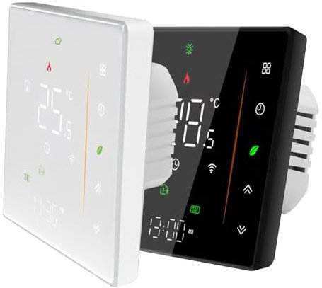 KDAMGOQE Wireless Thermostat Smart Thermostat for Combi Boiler Energy Saving Wireless Thermostat Supports Touch Control and Remote Control Weekly Programmable Wifi Thermostat with LED for Home White