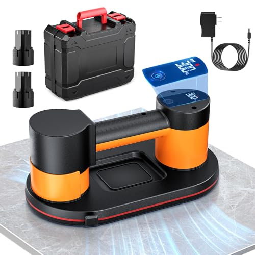 Tnamdan Sollevatore a ventosa elettrico a doppio motore Capacità di carico 300 kg Sollevatore a vuoto Display digitale Ventosa Piastrelle in ceramica/vetro Ventosa elettrica da 4000 mAh 27,5 * 16 cm