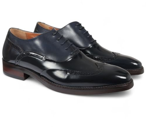 Infinity Leather Zapatos Formales Brogue de Charol Azul para Hombre - Harry