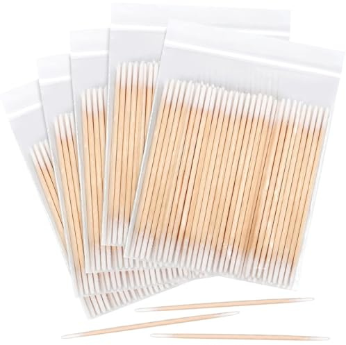 RDNKVB Hisopos de algodón de 500 Piezas, hisopos de algodón pequeños, Mango de Madera, para Tatuajes, Cejas, Belleza, Maquillaje, uñas