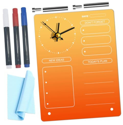 HAWILLOSCH -termintafel Mit Uhr Löschtafel Als Planertafel Dekorative Notiztafel Für Schreibtisch -whiteboard Als Memo-schreibtafel Schreibtafel Mit Stift Für to-do-Liste