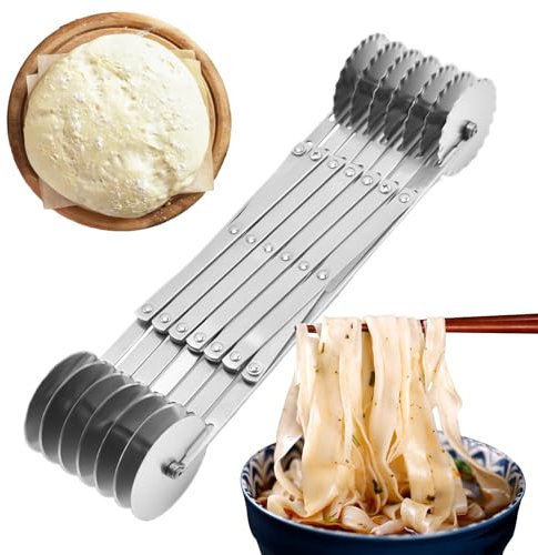 Cortador de pizza, 5 cortadores de pizza de acero inoxidable, cortador de pizza ajustable con mango antideslizante, rueda de corte para raviolis, cortador de para hornear en la cocina, pasteles