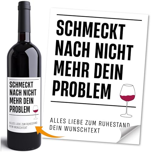 Moonworks® Weinetiketten personalisiert Flaschenetiketten selbstklebend Rente Ruhestand Weingeschenk Schwarz unisize