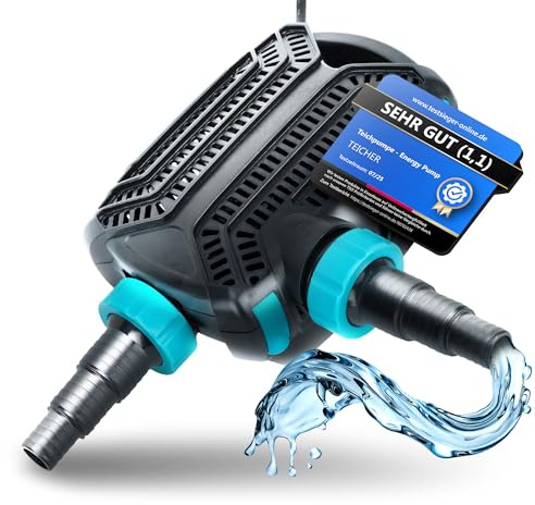 Teicher Filterpumpe EP-10000X [Neues Modell] – Teichpumpe für außen 80W 10000 l/h Energie effizient | Bachlaufpumpe Gartenteich Bachlauf Wasserfall | Filter Pumpe Teich Pond Pump Teichpumpen IPX8 Norm