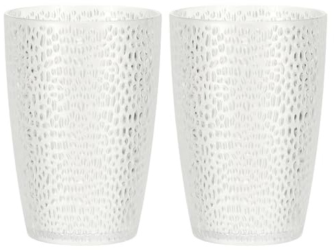 sourcing map Clear Plastic Reusable Drinking Glasses, 12.8oz Hobnail Drinking Glasses Set Plastic Water Cup Unbreakable Stackable for Beer Cocktail Water Juice Whiskey(Transparent, 2Pcs)