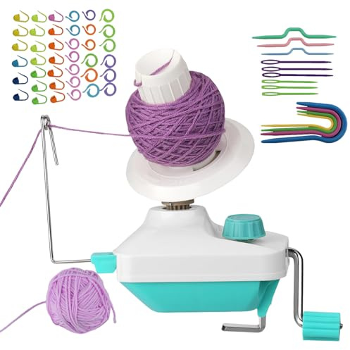 AXVRAV Wollwickler, Wollabwickler, Blau Garn Ball Wickler, Spuler-Garn, Handbetriebener, Kugel Wolle Wickler, Einfach Zu Installierender Garnkuchenwickler-Spinner, Nähzubehör