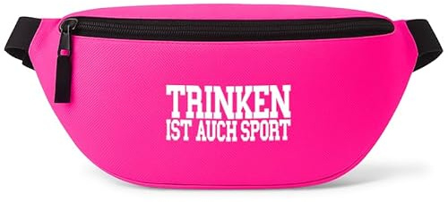 Trinken ist auch Sport - Bauchtasche Herren/Damen, Umhängetasche Festival Gadget, Bauchtasche Zubehör, Gürteltasche Herren, perfekt für Malle, Pink