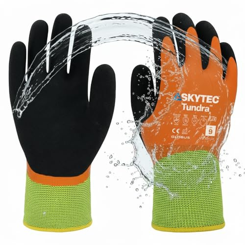 Skytec Tundra Thermal Work Gloves - Waterproof Latex Grip Gloves for Cold Weather - Heat & Cut Resistant Safety Gloves - EN388, EN511, EN407 Certified - Winter Gloves for Men & Women (Medium)