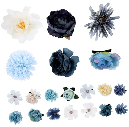 FUNOMOCYA Seiden Haarspangen im Vintage Stil 20 Stück mit Blumen Dekorative Haarklammern Sicherer Halt und Bequemer Sitz Zufällige Farbe für Damen für Formelle Anlässe und Hochzeiten