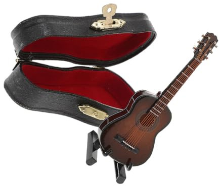 ifundom Chitarra in Miniatura Decorativa Color Caffè 8Cm Piccola Chitarra Ornamentale Compatta per Scrivania Decorazione Artistica Musicale per e