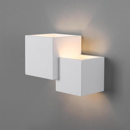 TEKHONE Applique da Parete in Gesso Bianco 2xG9 | Lampada da Muro Moderna Verniciabile | Illuminazione Decorativa per Soggiorno Camera Corridoio – GS-E74