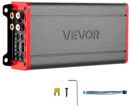 VEVOR Amplificateur Audio Voiture, Ampli de Puissance à 4 Canaux Pontables pour Subwoofer, Max. 4x272 W sous 4 ohms/4x400 W sous 2 ohms Classe D à Gamme Complète, Amplificateur Stéréo pour SUV, MPV