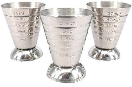 LIFKOME 3pcs 75ml Stainless Steel Cocktail Jigger Set, Professional Ounce Measuring Cups with Scale Markings, Multi-Purpose Bar Tools for Home and Commercial Use