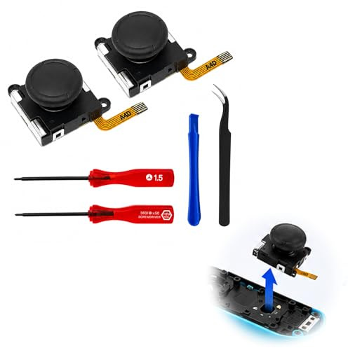 Kit de Réparation et de Remplacement pour Joystick à Effet Hall 3D TMR Compatible avec NS Switch Joy-Con OLED Switch, avec Outils de Réparation Noir Anti-Dribble (Non Compatible avec NS Switch 2)