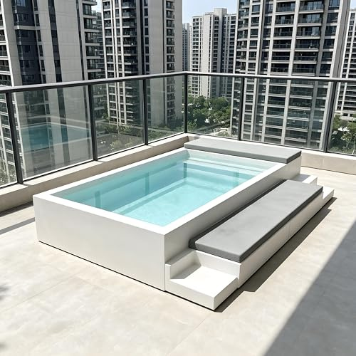 Contenedor de envío para piscina sobre el piso | Piscina modular de lujo prefabricada portátil para exteriores, flexible y fácil de instalar, sin excavar, para adultos, familia, patio, uso de ocio