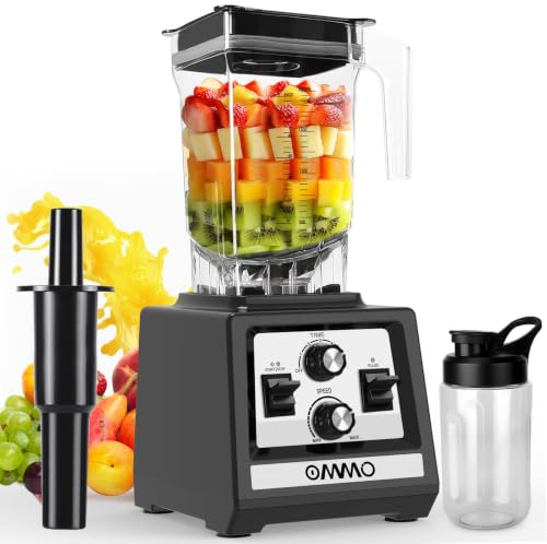 OMMO 2L Standmixer Hochleistungsmixer, Mixer Smoothie Maker Max 1800W | für Eisbrechen, Milkshakes, Gefriergetränke, Timer und Geschwindigkeitssteuerung, 6 Verbesserte Edelstahlklingen, BPA Frei