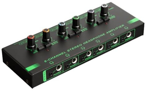 Wanjorlay 6 canales mini amplificador auriculares HA400 amplificador de audio estéreo ultra compacto amplificador auriculares para música