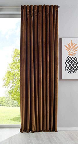 Gardinenbox Milano 20357 Rideau occultant en Velours avec Passants, Passant par Tunnel, Bande à Repasser, Peut être raccourcie Marron 1 pièce (H x l x l) 280 x 135 cm