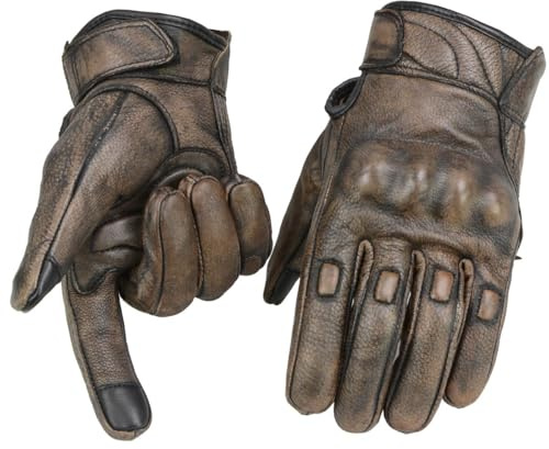 Milwaukee Leather MG7514 Men's Distressed Brown Leather Gloves with Gel Palm and Knuckle Protectors (X-Large)