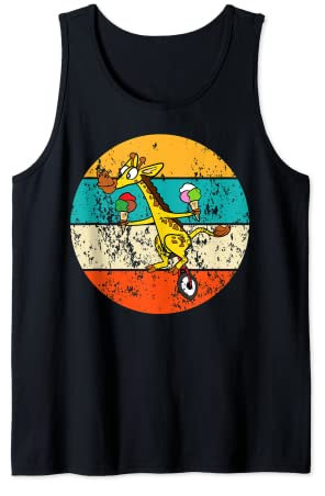 Giraffe Eis Fahrradmotiv Einrad Fahrrad Lustig Vintage Retro Tank Top