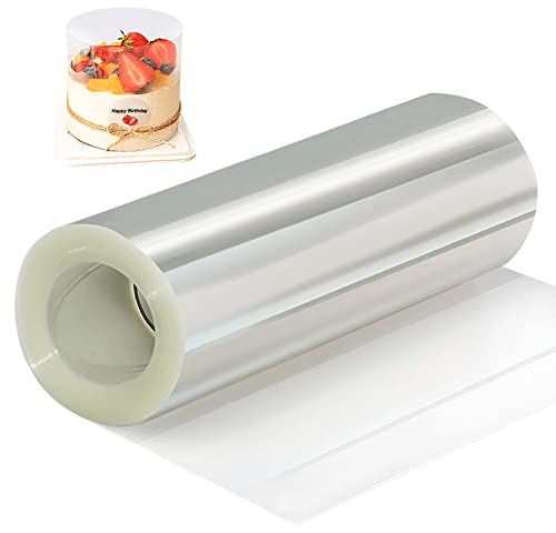 BYKITCHEN Clear Acetate Cake Collars, 15cm * 10m | Clear Acetate Cake Collar Roll, 15cm, Cut to Size for Mousse, Chocolate, Cheesecake Edges and Tall Cake Decorating