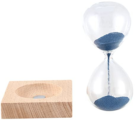 Uinfhyknd Vetro + polvere di sabbia fiore clessidra magnetica con confezione clessidra seduta in legno regalo