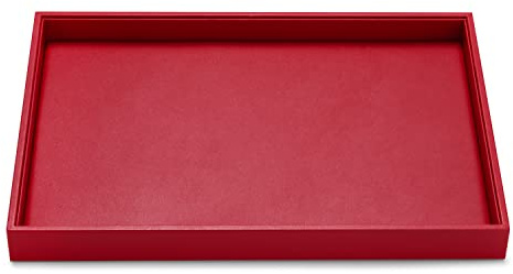 Oirlv Hochwertiges Rot Leder Schmucktablett,Stapelbar,Flaches Schmuck Organizer Tablett für Schmuck,Handelsvitrine
