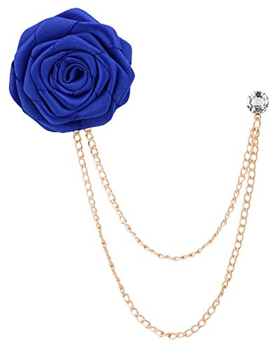 Broche en chaîne de rose pour homme - Broche rose bleue - Broche de mariage - Broche en forme de fleur de rose - Broche à pompons pour homme - Épingles à roses et broches - Accessoires de costume -