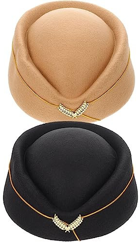 FUNOMOCYA 2stücke Stewardess Hut Cosplay Mütze Für Damen Elegante Flugbegleiterin Beret Kappe Leicht Und Bequem Für Kostümpartys Und Auftritte Jeweils Für Karneval Und