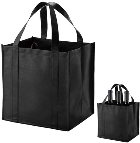 ZKHSEOU Flaschentasche mit 6 Fächern für 1,5-Liter-Flaschen, Tragetasche mit Flaschenfächern, Schwarze Einkaufstasche