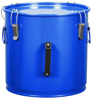 Fryer Grease Bucket 8 Gal, Oil Disposal Caddy, Steel Fryer Oil Transport Container with Rust-Proof Coating, Grease Can with Lid & Lock Clips & Filter Bag for Cooking Oil Filtering