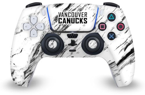 Head Case Designs Offizielle NHL Marmor Vancouver Canucks Vinyl Frontplatte Haut Gaming Aufkleber Abziehbild Abdeckung kompatibel mit Sony PlayStation 5 PS5 DualSense Controller