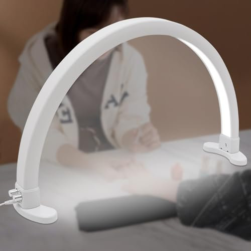 Aohuada LED-Halbmond-Licht, Licht mit einstellbarer Helligkeit 2700K-5600K, Halbmond-Schreibtischlampe für Nail, Kosmetiklampe für Wimpern,für Nagelkuns, Hautpflege, Wimpernverlängerung,Weiß