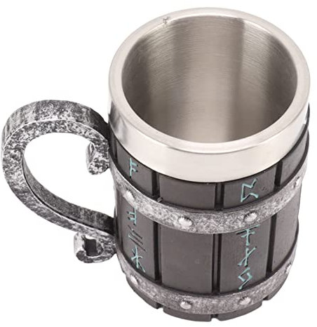 Hspemo Jarra de Cerveza Grande con Impresión Decorativa, Jarra de Cerveza Resistente a Altas Temperaturas, Tazón Taza de Jugos de Frutas y Agua de Resina de Acero Inoxidable
