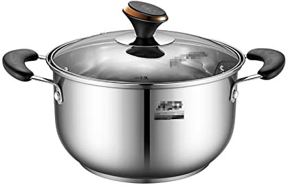 Suppentöpfe Suppentopf, 304 Edelstahl, für Induktion geeignet – Suppentopf, Schmortopf, Simmertopf, Suppentopf mit Glasdeckel und doppelten hitzebeständigen Griffen, 20 cm/22 cm/24